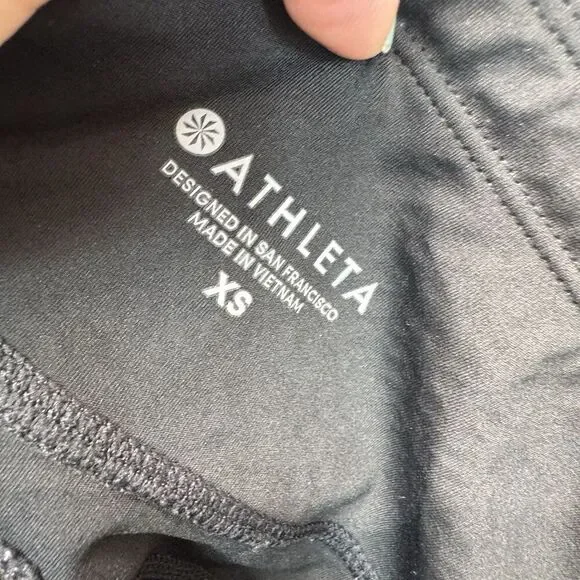 Athleta Leggings Womens size XS Black Floral Zip Pocket Tight Gym Athletic - Picture 3 of 5